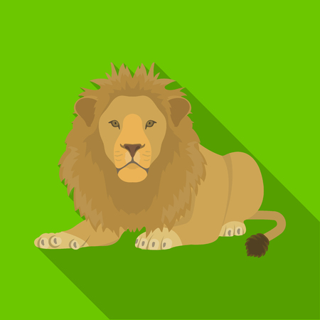 A lion, a wild and ferocious predator. Leo, the king of beasts single icon in flat style vector symbol stock illustration web.のイラスト素材