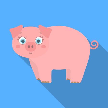 Piglet, single icon in flat style.Piglet vector symbol stock illustration web.のイラスト素材