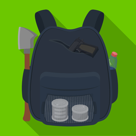 Backpack, single icon in flat styleのイラスト素材