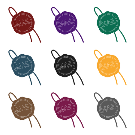 Wax seal.Mail and postman single icon in black style vector symbol stock illustration .のイラスト素材
