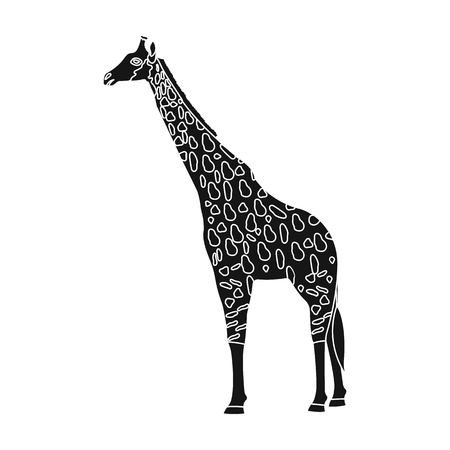 Giraffe is the highest land animal. A wild animal, a giraffe single icon in black style vector symbol stock illustration web.のイラスト素材