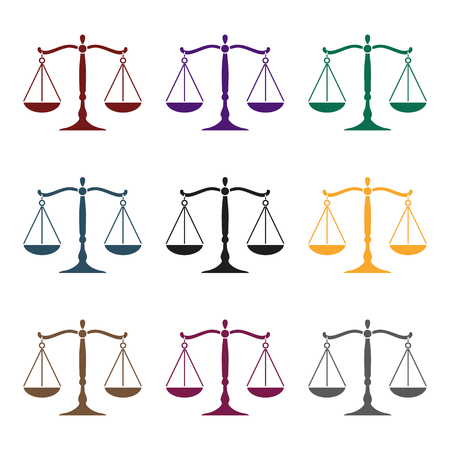 Scales of justice icon in black style isolated on white background. Crime symbol vector illustration.のイラスト素材