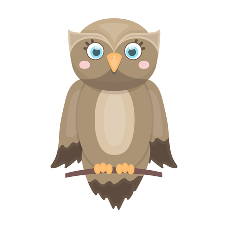 Owl, single icon in cartoon style.Owl, vector symbol stock illustration .のイラスト素材