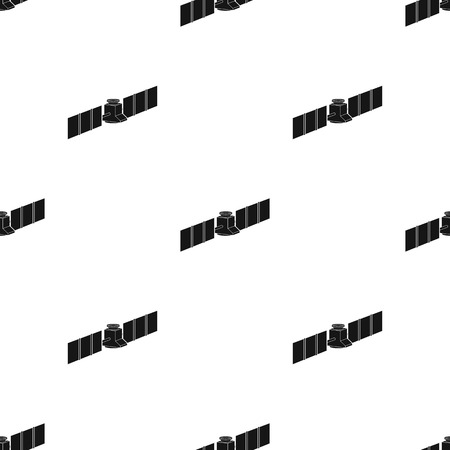 Space station in orbit. Space technology single icon in black style vector symbol stock illustration .のイラスト素材