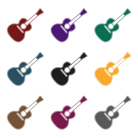 Acoustic guitar icon in black style isolated on white background. Picnic symbol stock vector illustration.のイラスト素材
