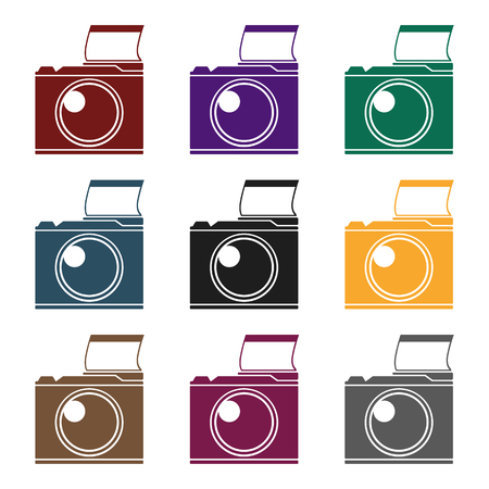Photocamera icon in black style isolated on white background. Picnic symbol stock vector illustration.のイラスト素材