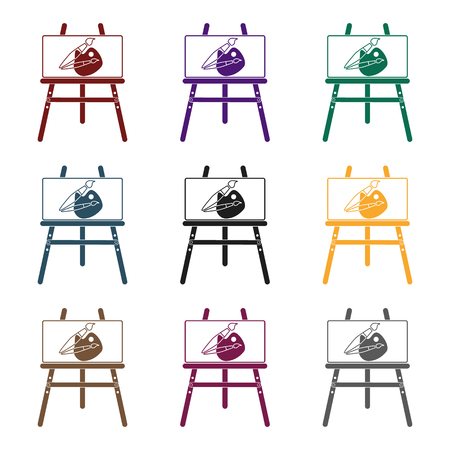 Easel with picture icon in black style isolated on white background. Picnic symbol stock vector illustration.のイラスト素材