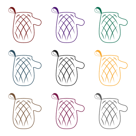 Oven glove icon in black design isolated on white background. Picnic symbol stock vector illustration.のイラスト素材