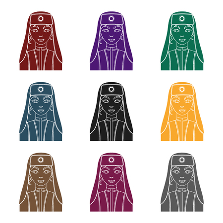 Turkish woman icon in black style isolated on white background. Turkey symbol vector illustration.のイラスト素材