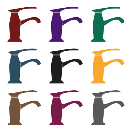 Faucet icon in black style isolated on white background. Water filtration system symbol stock vector illustration.のイラスト素材