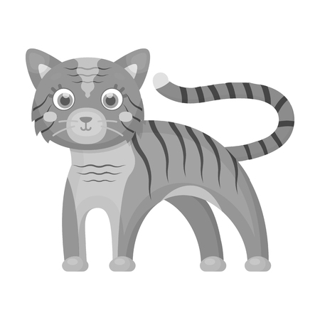 Tiger, single icon in monochrome style.Tiger, vector symbol stock illustration .のイラスト素材