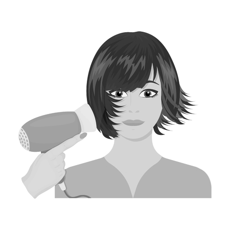 Hairstyle single icon in monochrome style.Hairstyle, vector symbol stock illustration .のイラスト素材