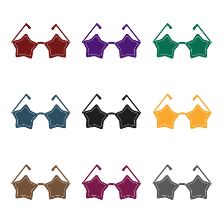 Glasses with stars.Fans single icon in black  vector symbol stock illustration.のイラスト素材