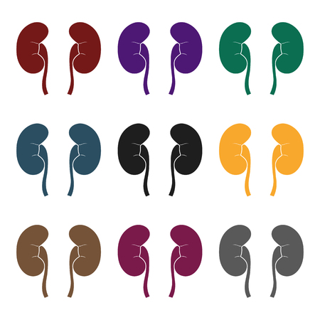 Human kidneys icon in black style isolated on white background. Human organs symbol vector illustration.のイラスト素材