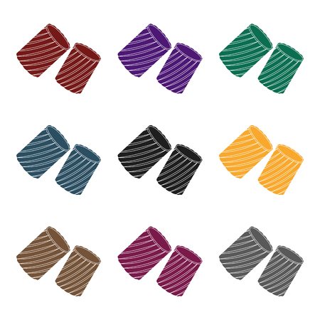 Ditalini pasta icon in black style isolated on white background. Types of pasta symbol vector illustration.のイラスト素材