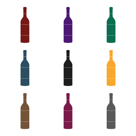 Bottle of red wine icon in black style isolated on white background. Wine production symbol stock vector illustration.のイラスト素材