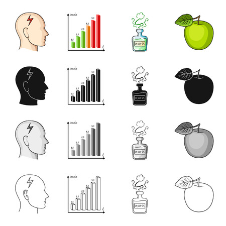 Head, pain, scale, and other web icon in cartoon style.Pharmacy, polyclinic, prevention icons in set collection.のイラスト素材