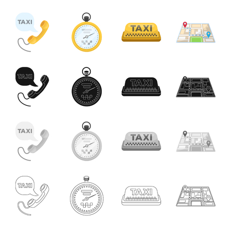 Taxi, call, telephone, and other web icon in cartoon style. Trip, travel, traffic icons in set collection.のイラスト素材