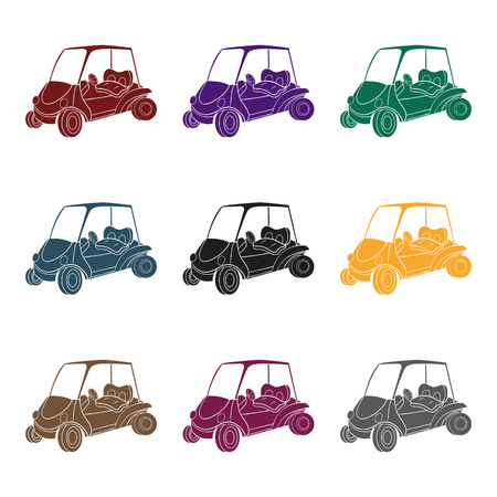 Golf cart icon in black style isolated on white background. Golf club symbol stock vector illustration.のイラスト素材