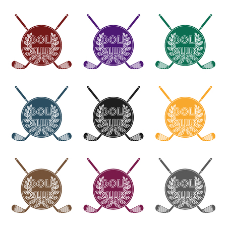 Emblem of the golf club.Golf club single icon in black style vector symbol stock illustration web.のイラスト素材