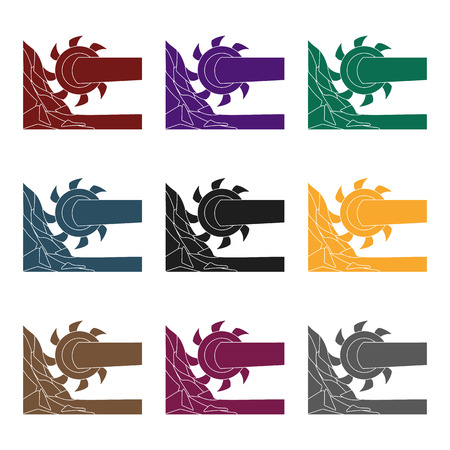 Large cutting wheel. Machine for extraction of minerals.Mine Industry single icon in black style vector symbol stock web illustration.のイラスト素材