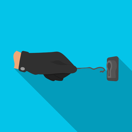 Lockpick in the hand of the criminal. Latchkey, thief tool, crime single icon in flat style vector symbol stock illustration web.のイラスト素材