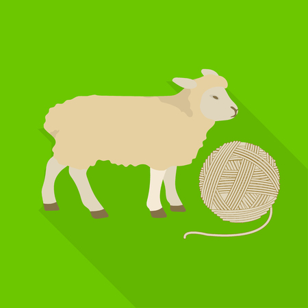 Wool, single icon in flat style.Wool vector symbol stock illustration web.のイラスト素材