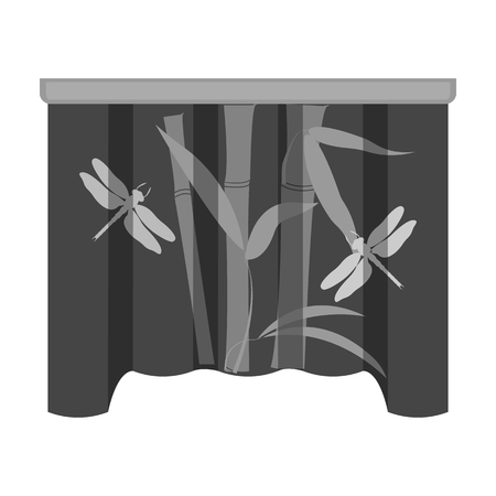 Curtains, single icon in monochrome style.Curtains vector symbol stock illustration web.のイラスト素材
