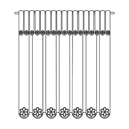 Curtains, single icon in outline style.Curtains vector symbol stock illustration .のイラスト素材