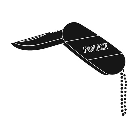 Folding knife with the inscription police.The penknife of the detective. single icon in black style vector symbol stock illustration .のイラスト素材