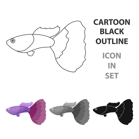 Guppy fish icon cartoon. Singe aquarium fish icon from the sea,ocean  cartoon.のイラスト素材