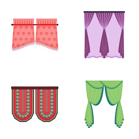 Curtains, stick, cornices, and other web icon in cartoon style.Bow, fabric, tulle icons in set collection.のイラスト素材