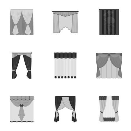 Curtains, cornice, lath, and other web icon in monochrome style.Ribbon, bow, pattern, icons in set collection.のイラスト素材