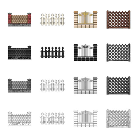 Fencing, palisade, paling and other  icon in cartoon style.Fence, rack, span, icons in set collectionのイラスト素材