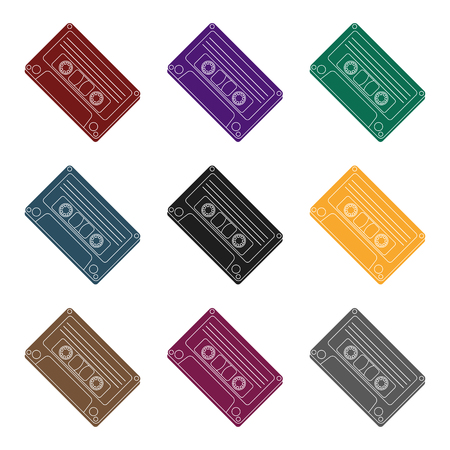 Audio cassette icon in black style isolated on white background. Hipster style symbol stock vector illustration.のイラスト素材