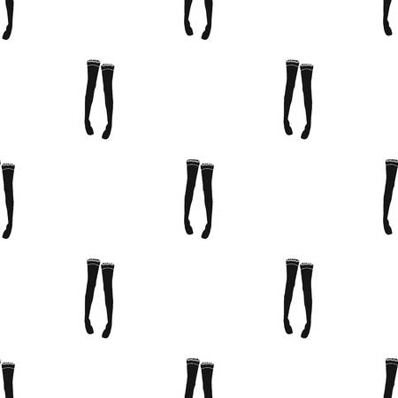 Women s full length compression tights.Transparent stockings with a bow. Underwear lingerie. Woman clothes single icon in black style vector symbol stock web illustration.のイラスト素材
