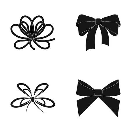 Bow, ribbon, decoration, and other  icon in black style. Gift, bows, node icons in set collectionのイラスト素材