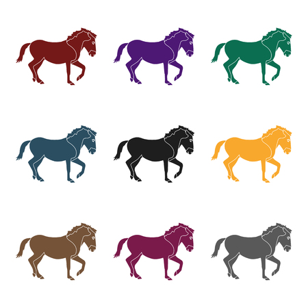 Mongolian horse. Vehicle ancient mongolov in the war.Mongolia single icon in black style vector symbol stock illustration.のイラスト素材