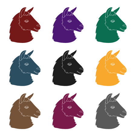 Lama icon in black design.のイラスト素材