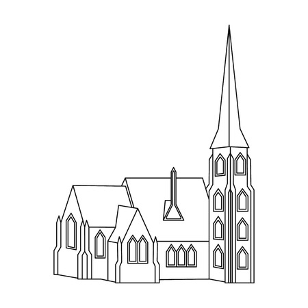 Building, single icon in outline style.Building, vector symbol stock illustration web.のイラスト素材