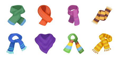 Scarf and Shawl icons in set collection for design.Clothes and Accessory vector symbol stock web illustration.のイラスト素材