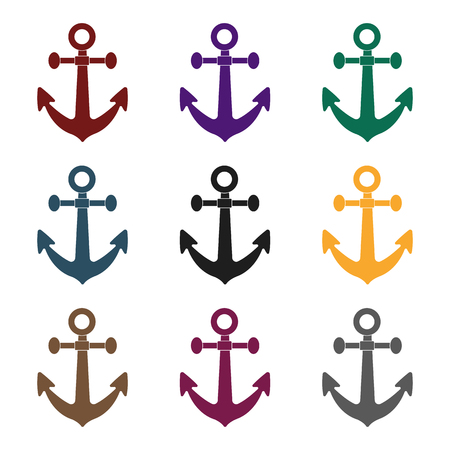 Anchor icon in black style isolated on white background. Pirates symbol stock vector illustration.のイラスト素材