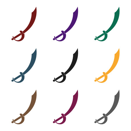 Pirate sabre icon in black style isolated on white background. Pirates symbol vector illustration.のイラスト素材