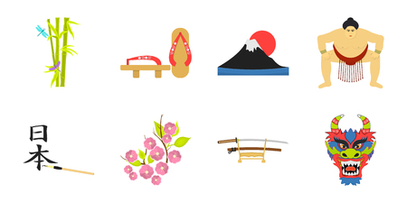 Country Japan icons in set collection for design.Japan and landmark vector symbol stock web illustration.のイラスト素材