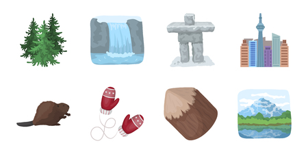 Country icons in set collection for design. Canada and landmark vector symbol stock web illustration.のイラスト素材