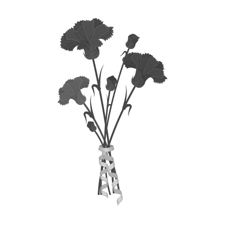 A bouquet of fresh flowers single icon in monochrome style for design. Bouquet vector symbol stock illustration web.のイラスト素材
