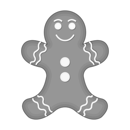 Christmas Gingerbread single icon in monochrome style for design. Christmas vector symbol stock illustration web.のイラスト素材