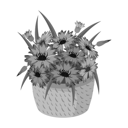 A bouquet of fresh flowers single icon in monochrome style for design. Bouquet vector symbol stock illustration web.のイラスト素材