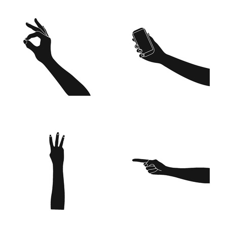 Sign Language black icons in set collection for design.Emotional part of communication vector symbol stock web illustration.のイラスト素材