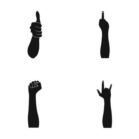 Sign Language black icons in set collection for design.Emotional part of communication vector symbol stock web illustration.のイラスト素材
